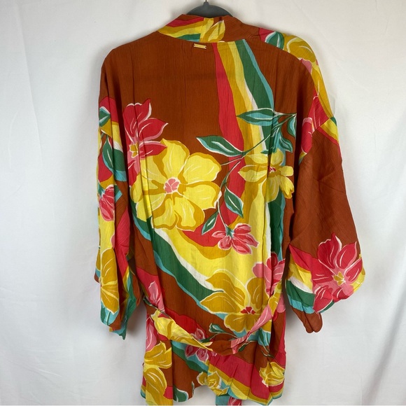 Billabong Love Land Floral Open Cardigan Kimono Beach Cover Up Size M / L - Picture 9 of 11